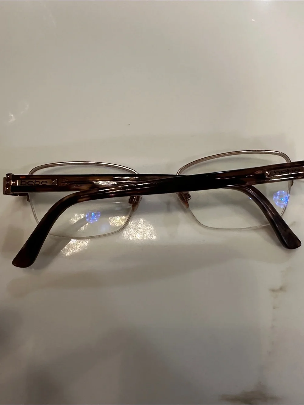 bebe Brown Metal Semi-Rim Glasses for Women